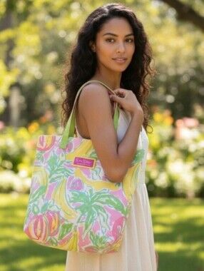 Lilly Pulitzer-ESTEE LAUDER Palm Tree Tote Bag 💚🩷